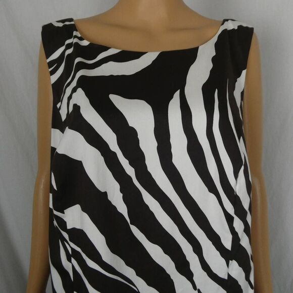 Peter Nygard Plus Size Zebra Print Sheath Dress Brown White Ivory Sleeveless 18 - Picture 4 of 12